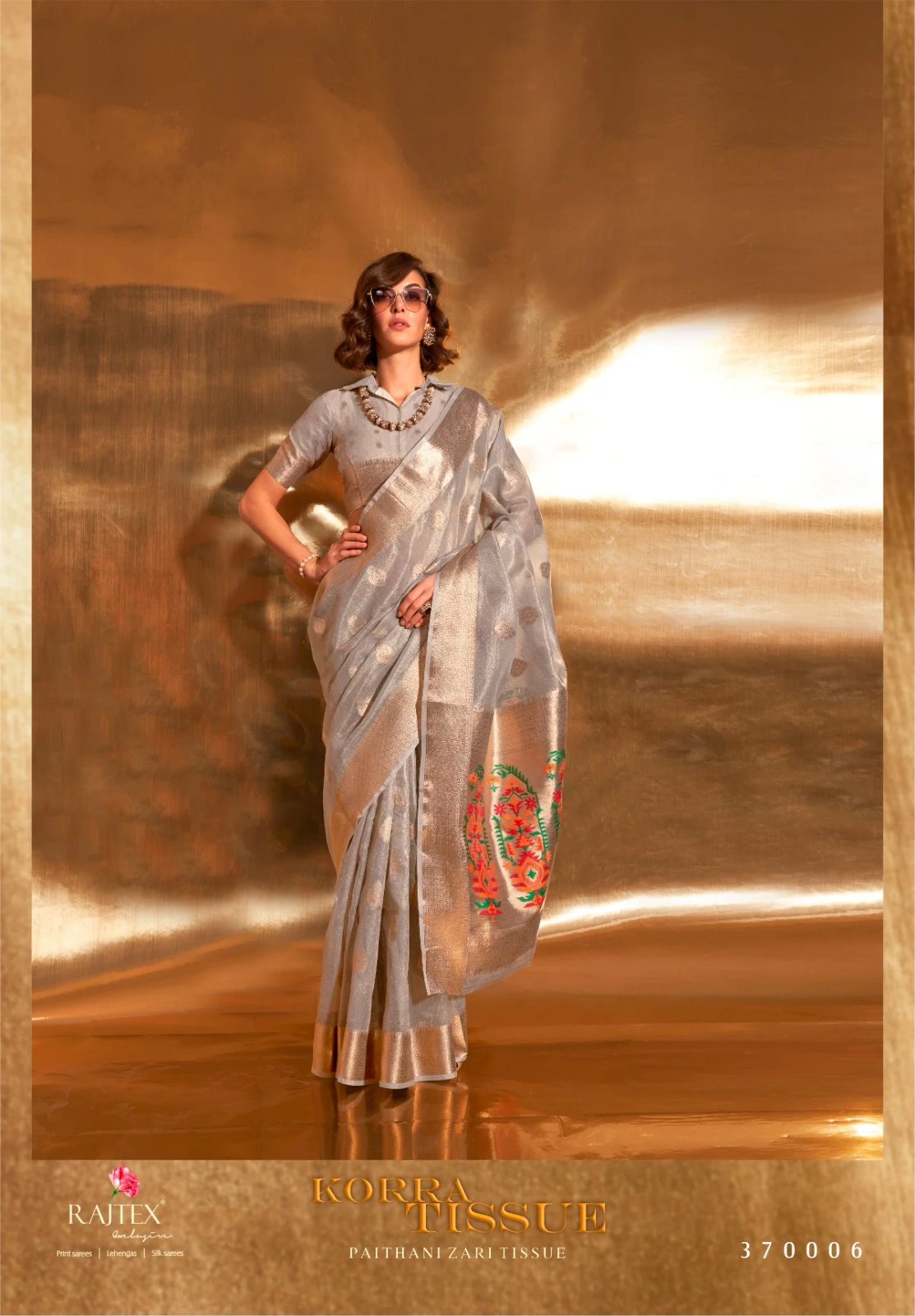 Rajtex 370000 Series Zari Tissue Wholesale Fancy Sarees Catalog — Wholesale Sarees, rajtex wholesale from Surat - Gallery Image 2